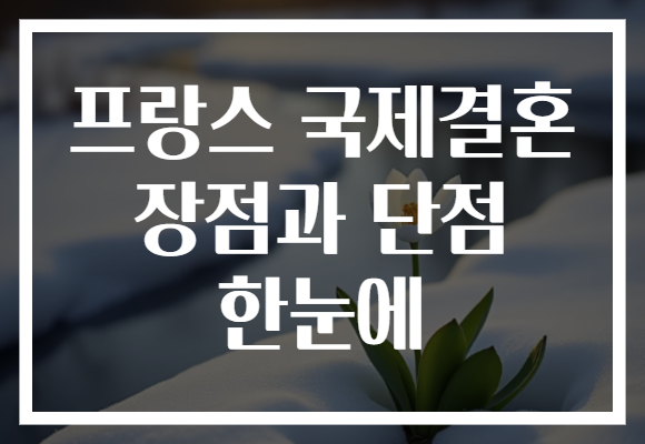 프랑스 국제결혼 장점과 단점 한눈에