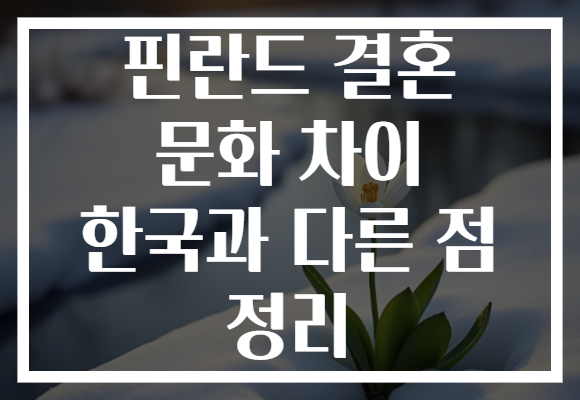 핀란드 결혼 문화 차이 한국과 다른 점 정리