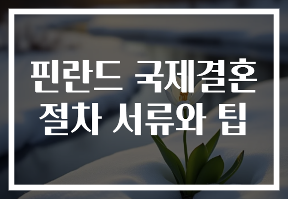 핀란드 국제결혼 절차 서류와 팁