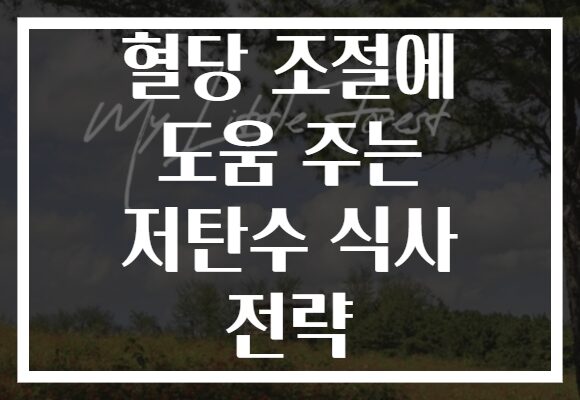 혈당 조절에 도움 주는 저탄수 식사 전략