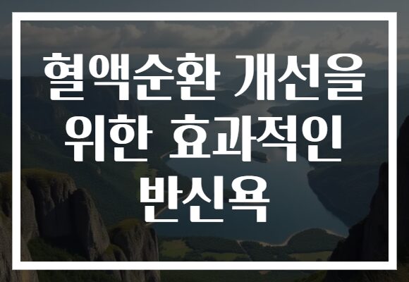 혈액순환 개선을 위한 효과적인 반신욕