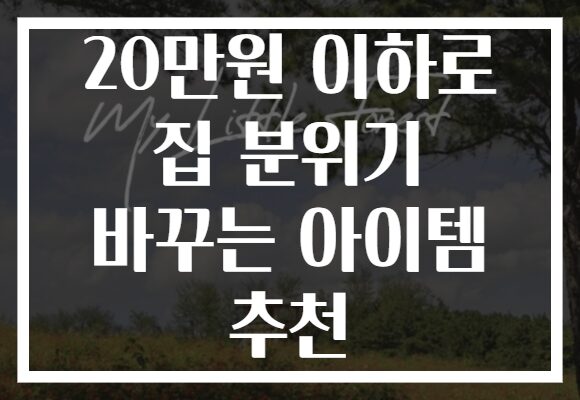 20만원 이하로 집 분위기 바꾸는 아이템 추천