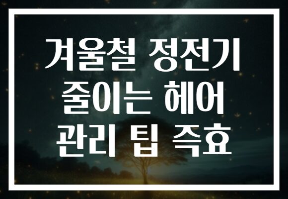 겨울철 정전기 줄이는 헤어 관리 팁 즉효