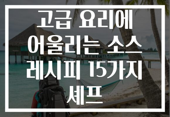 고급 요리에 어울리는 소스 레시피 15가지 셰프