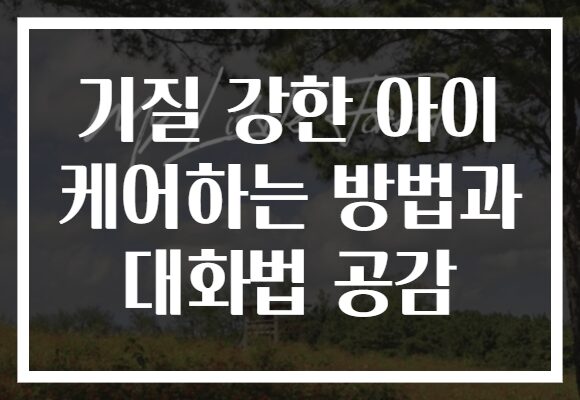 기질 강한 아이 케어하는 방법과 대화법 공감