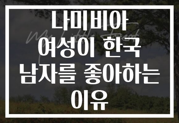 나미비아 여성이 한국 남자를 좋아하는 이유