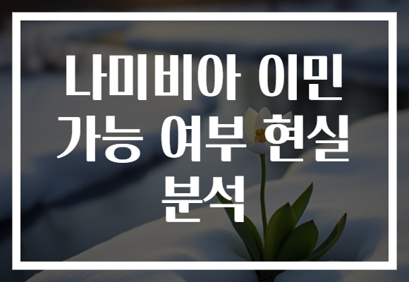 나미비아 이민 가능 여부 현실 분석