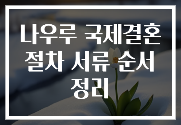 나우루 국제결혼 절차 서류 순서 정리