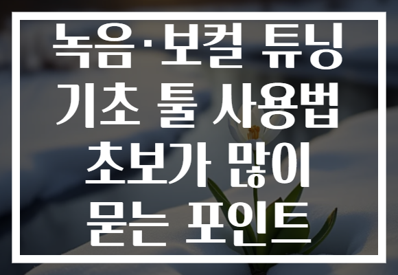 녹음·보컬 튜닝 기초 툴 사용법 초보가 많이 묻는 포인트