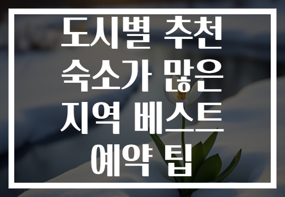 도시별 추천 숙소가 많은 지역 베스트 예약 팁