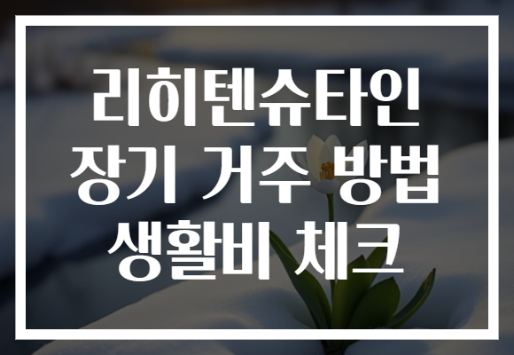 리히텐슈타인 장기 거주 방법 생활비 체크