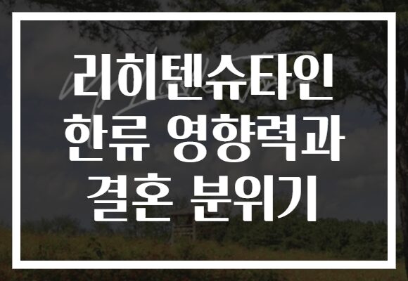 리히텐슈타인 한류 영향력과 결혼 분위기