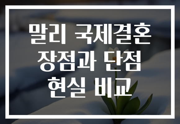 말리 국제결혼 장점과 단점 현실 비교