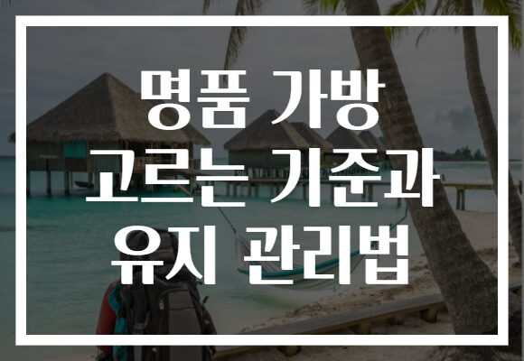 명품 가방 고르는 기준과 유지 관리법