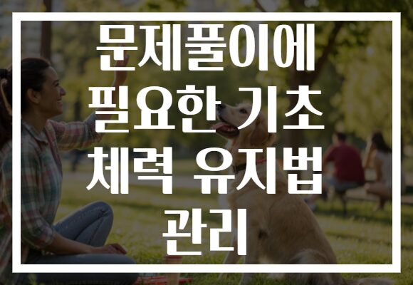 문제풀이에 필요한 기초 체력 유지법 관리