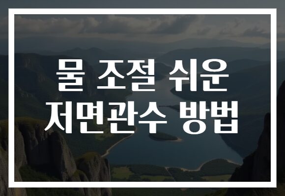 물 조절 쉬운 저면관수 방법