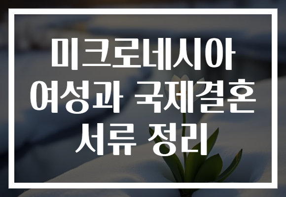 미크로네시아 여성과 국제결혼 서류 정리