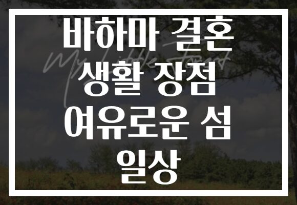 바하마 결혼 생활 장점 여유로운 섬 일상