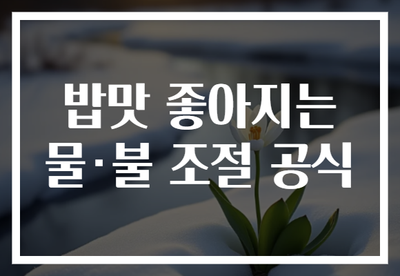 밥맛 좋아지는 물·불 조절 공식