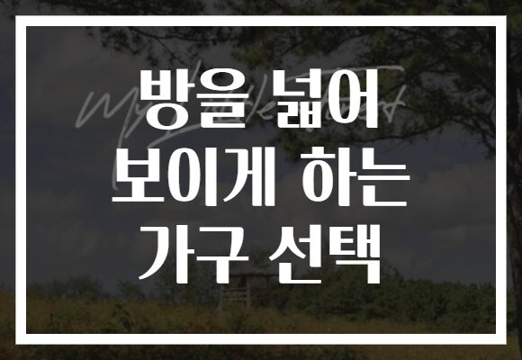 방을 넓어 보이게 하는 가구 선택