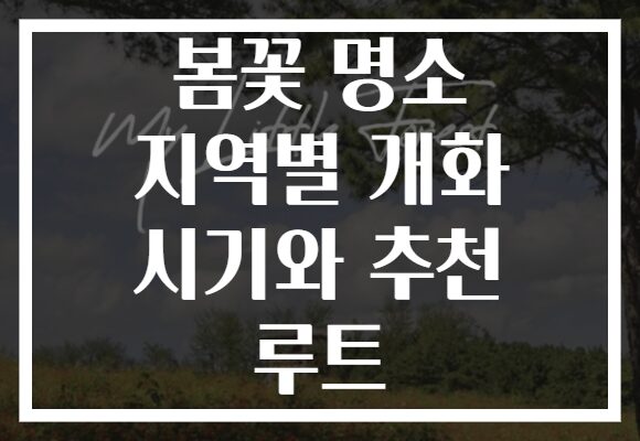 봄꽃 명소 지역별 개화 시기와 추천 루트