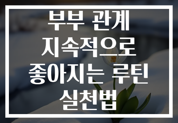 부부 관계 지속적으로 좋아지는 루틴 실천법