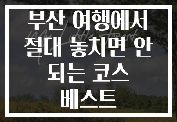 부산 여행에서 절대 놓치면 안 되는 코스 베스트