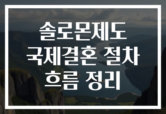 솔로몬제도 국제결혼 절차 흐름 정리