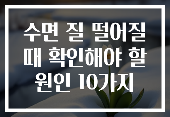 수면 질 떨어질 때 확인해야 할 원인 10가지