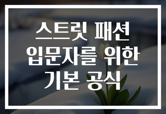 스트릿 패션 입문자를 위한 기본 공식