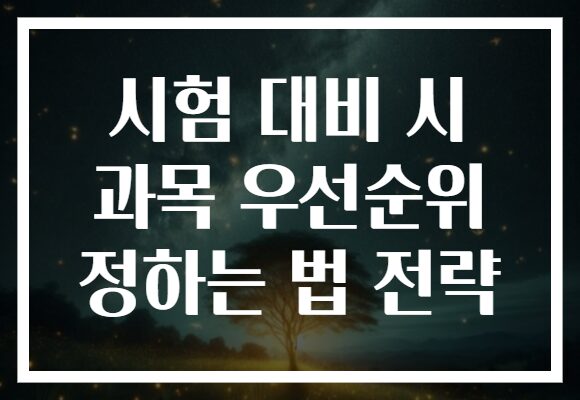 시험 대비 시 과목 우선순위 정하는 법 전략