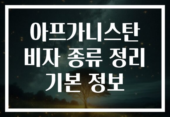 아프가니스탄 비자 종류 정리 기본 정보