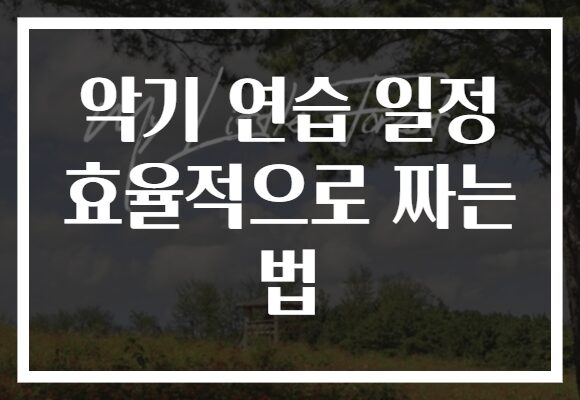 악기 연습 일정 효율적으로 짜는 법