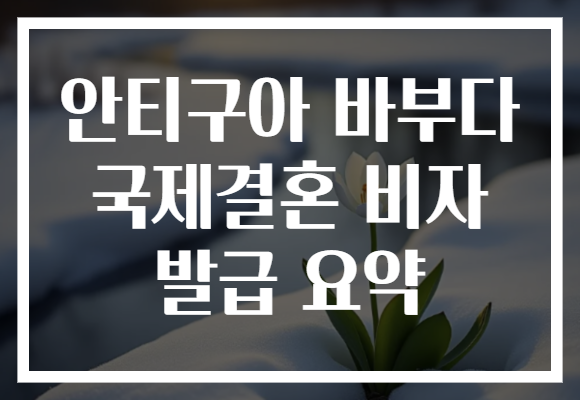 안티구아 바부다 국제결혼 비자 발급 요약