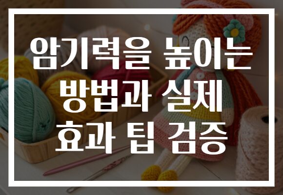암기력을 높이는 방법과 실제 효과 팁 검증