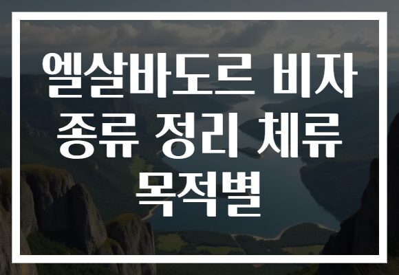 엘살바도르 비자 종류 정리 체류 목적별