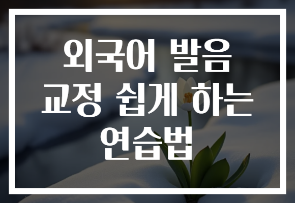 외국어 발음 교정 쉽게 하는 연습법