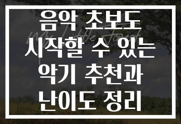 음악 초보도 시작할 수 있는 악기 추천과 난이도 정리