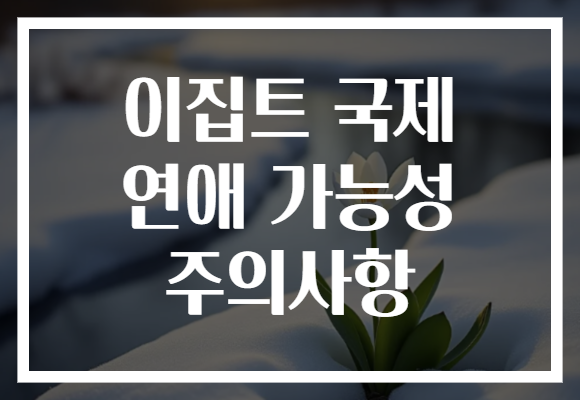 이집트 국제 연애 가능성 주의사항