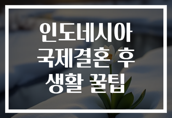 인도네시아 국제결혼 후 생활 꿀팁