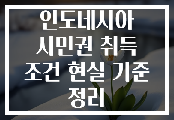 인도네시아 시민권 취득 조건 현실 기준 정리