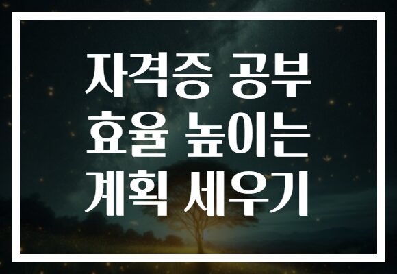 자격증 공부 효율 높이는 계획 세우기