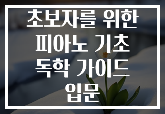초보자를 위한 피아노 기초 독학 가이드 입문