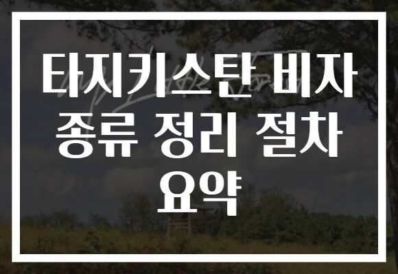 타지키스탄 비자 종류 정리 절차 요약