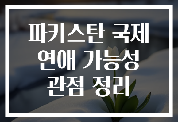 파키스탄 국제 연애 가능성 관점 정리