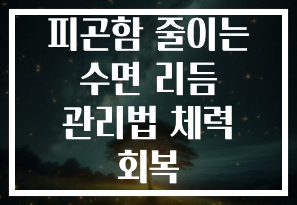 피곤함 줄이는 수면 리듬 관리법 체력 회복