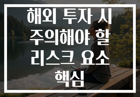 해외 투자 시 주의해야 할 리스크 요소 핵심