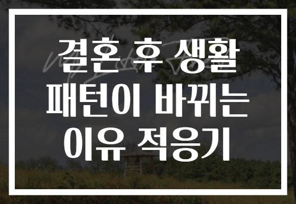 결혼 후 생활 패턴이 바뀌는 이유 적응기