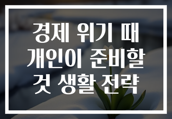 경제 위기 때 개인이 준비할 것 생활 전략