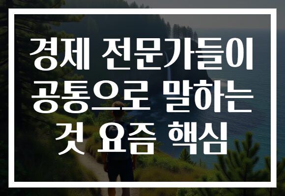 경제 전문가들이 공통으로 말하는 것 요즘 핵심